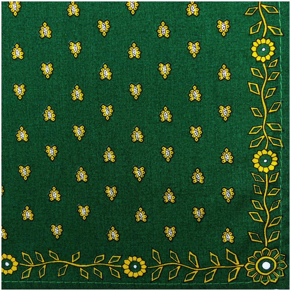 Foulard vert carré Manade 100% coton de qualité supérieure - 3