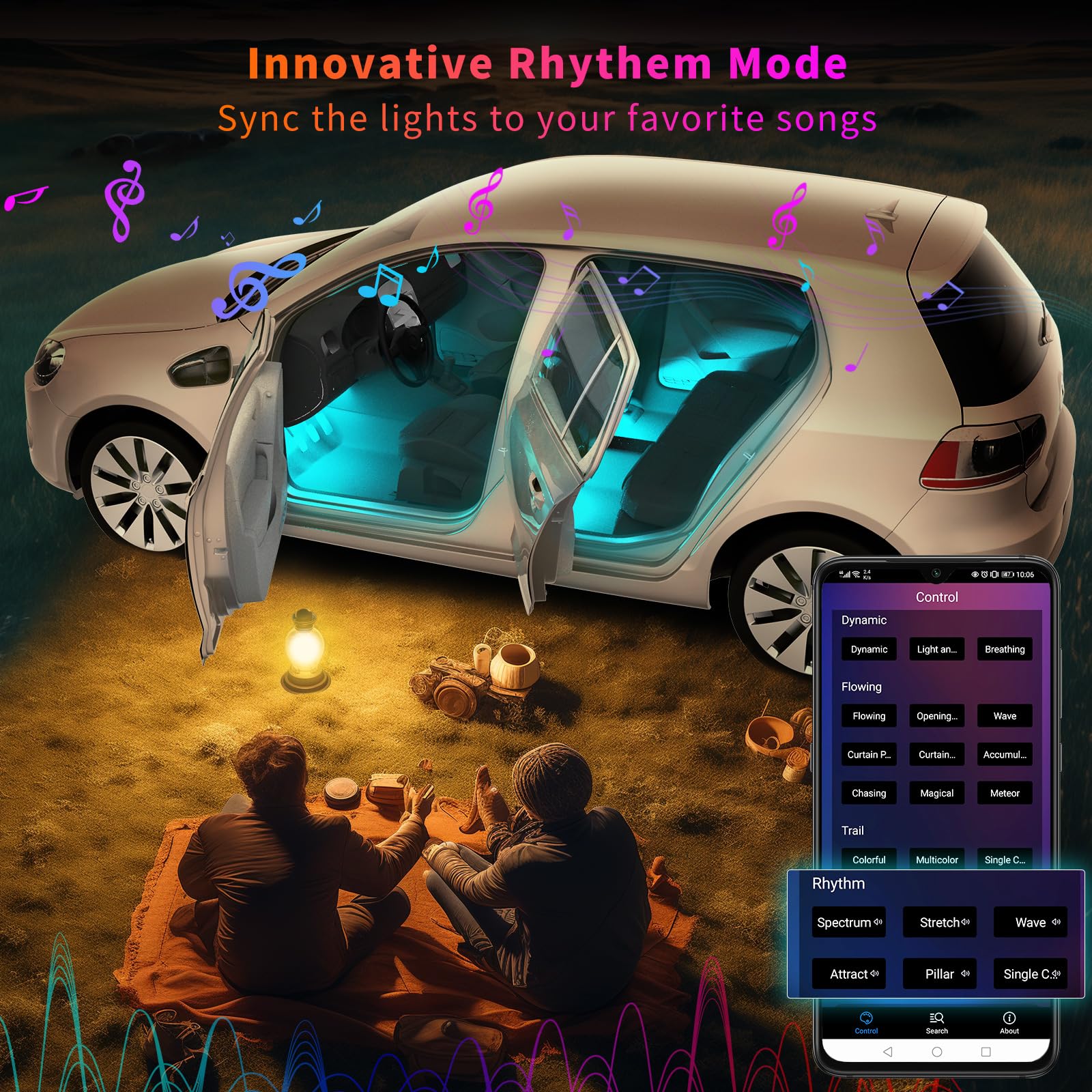 ATOTO CI-FLT01 Éclairage Intérieur de Voiture, pour A5LG2A7T-S01, Autoradio 2 Din Android, 7" Écran Tactile Récepteurs multimédia, CarPlay et Android Auto sans Fil, Connexion WiFi/Bluetooth/USB