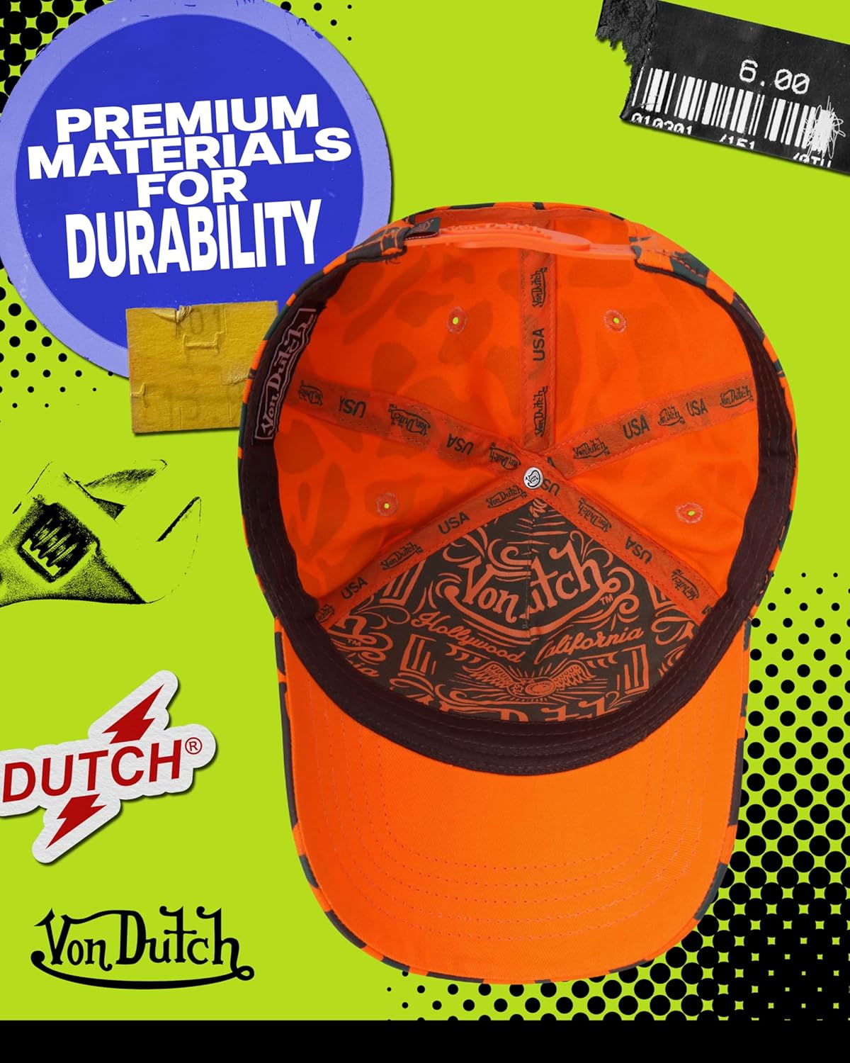 Von Dutch Men & Womens Baseball Caps - Breathable Adjustable Snapback Soft Cotton Canvas Curved Brim Vintage Hat
