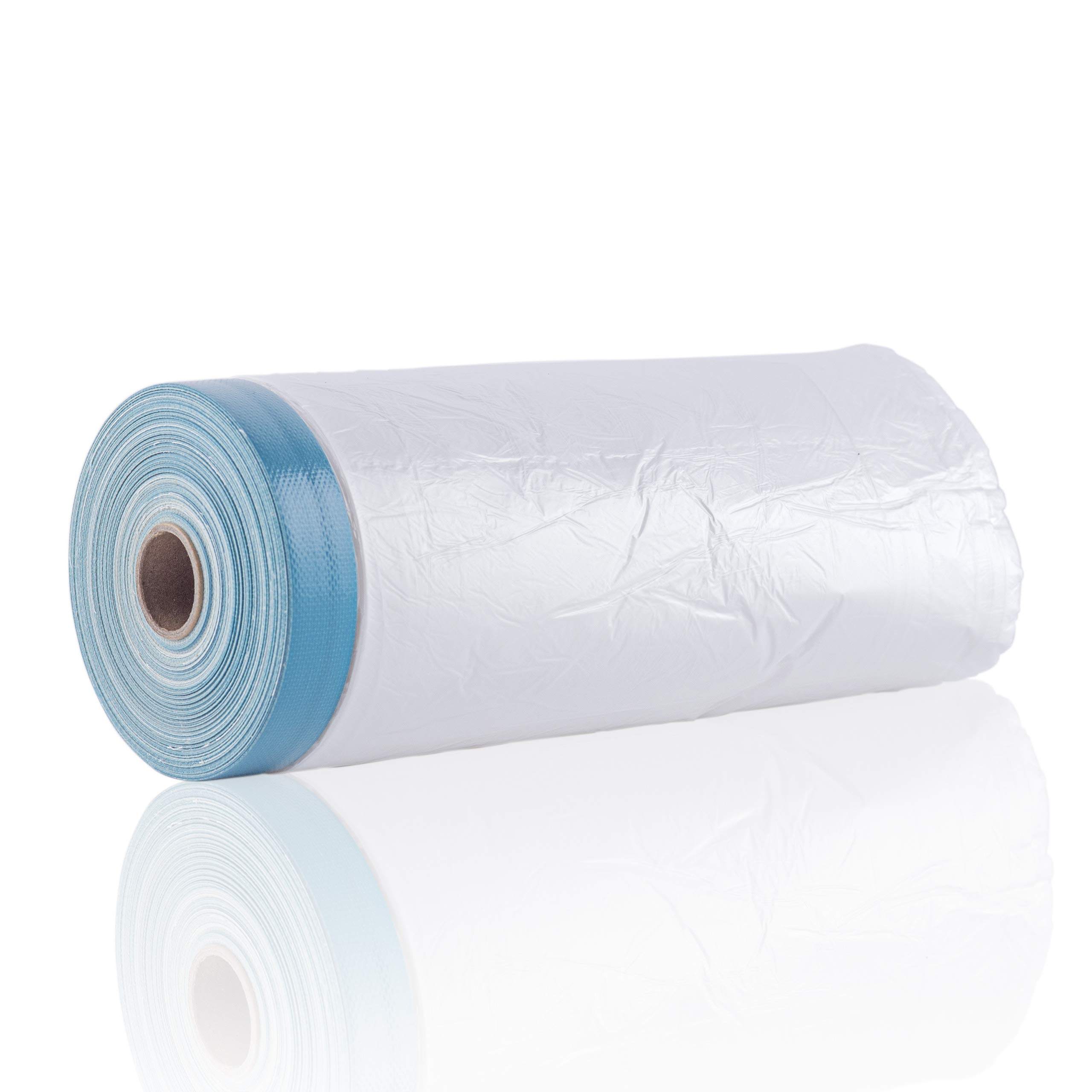9 Rollen Gewebe-Masker 1100mm x 20m mit Abklebeband für Innen- & Außenbereich UV-beständig - Profi Maler-Krepp Abdeckfolie (10my Folie) mit Klebeband stark - Abdeckplane für Malerarbeiten
