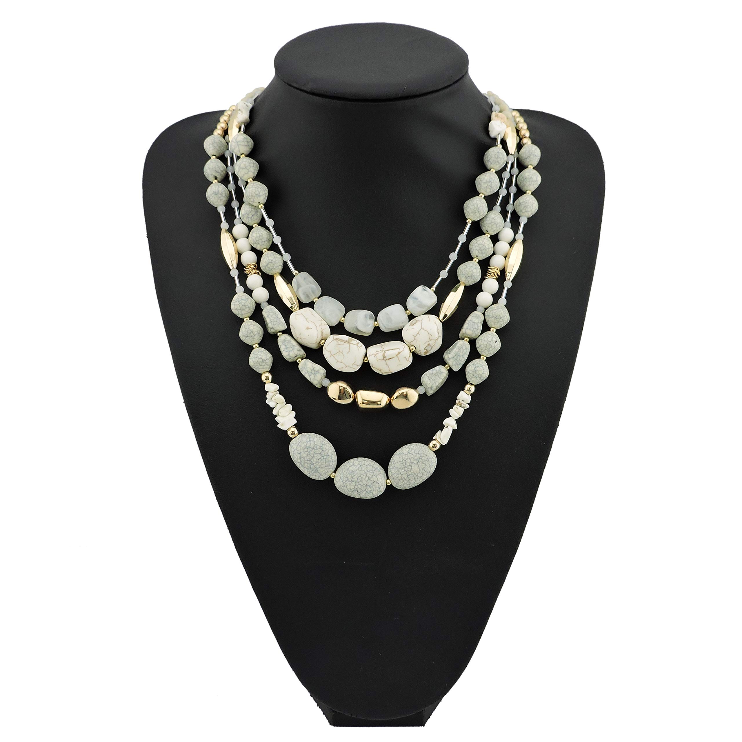 Bocar NK-10533 Collana multistrato con perline, a 4 fili, 43,2 cm, regalo da donna e materiale non metallico(NK-10533)