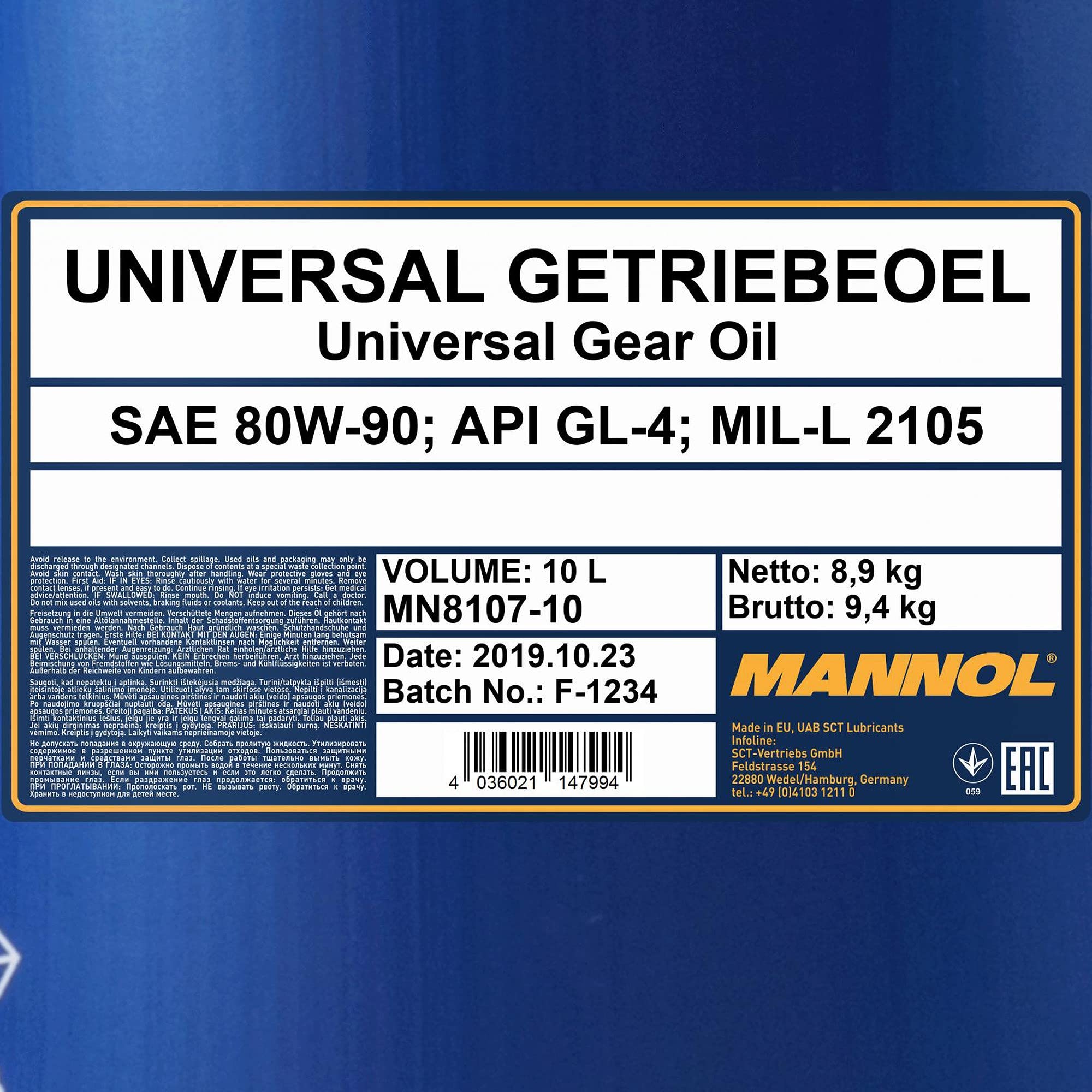 MANNOL 1 x 10L Universal Getriebeoel 80W-90 / GL-4 Schaltgetriebeöl