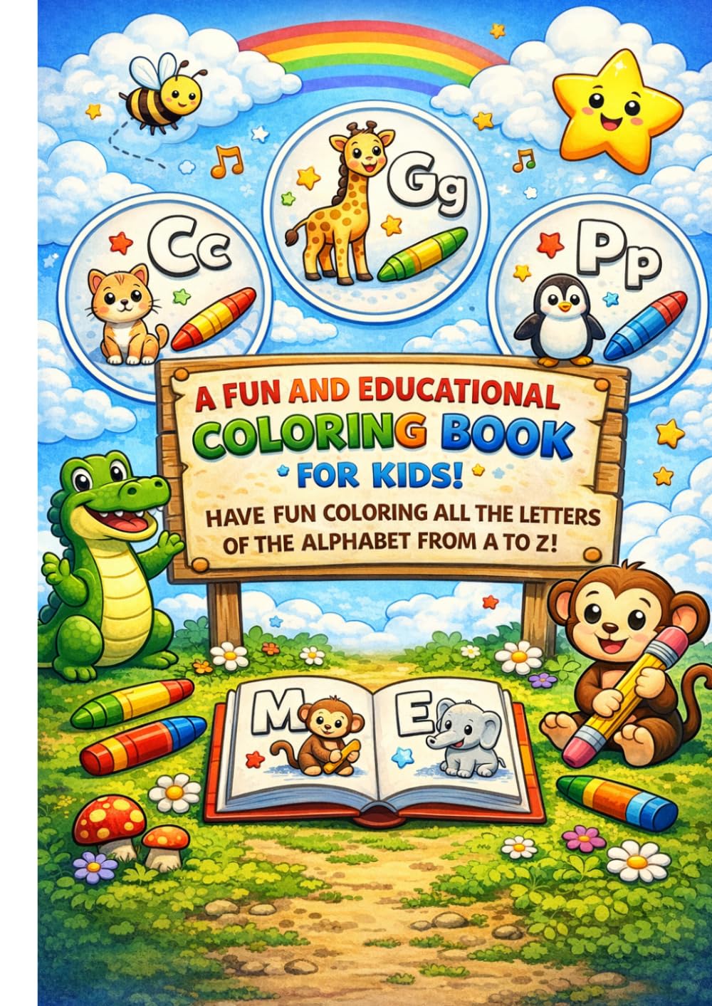 Alphabet A to Z Coloring Book for Kids Ages 1–6: Learn ABC with Fun Animals, Objects, and Easy Coloring Pages: Fun & Educational ABC Learning with ... for Toddlers, Preschool & Kindergarten