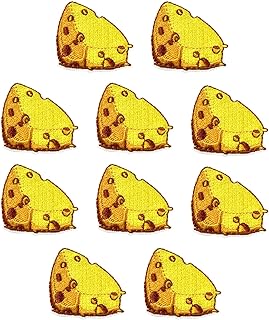 10PCS Cheese Iron on Patches, Cheese Pieces Embroidered Applique Patch, Food Themed Iron on Sew on Emblem, Cute Embroidery Patches for Clothes Backpacks Jeans Jacket Hats DIY Sewing Craft Decoration
