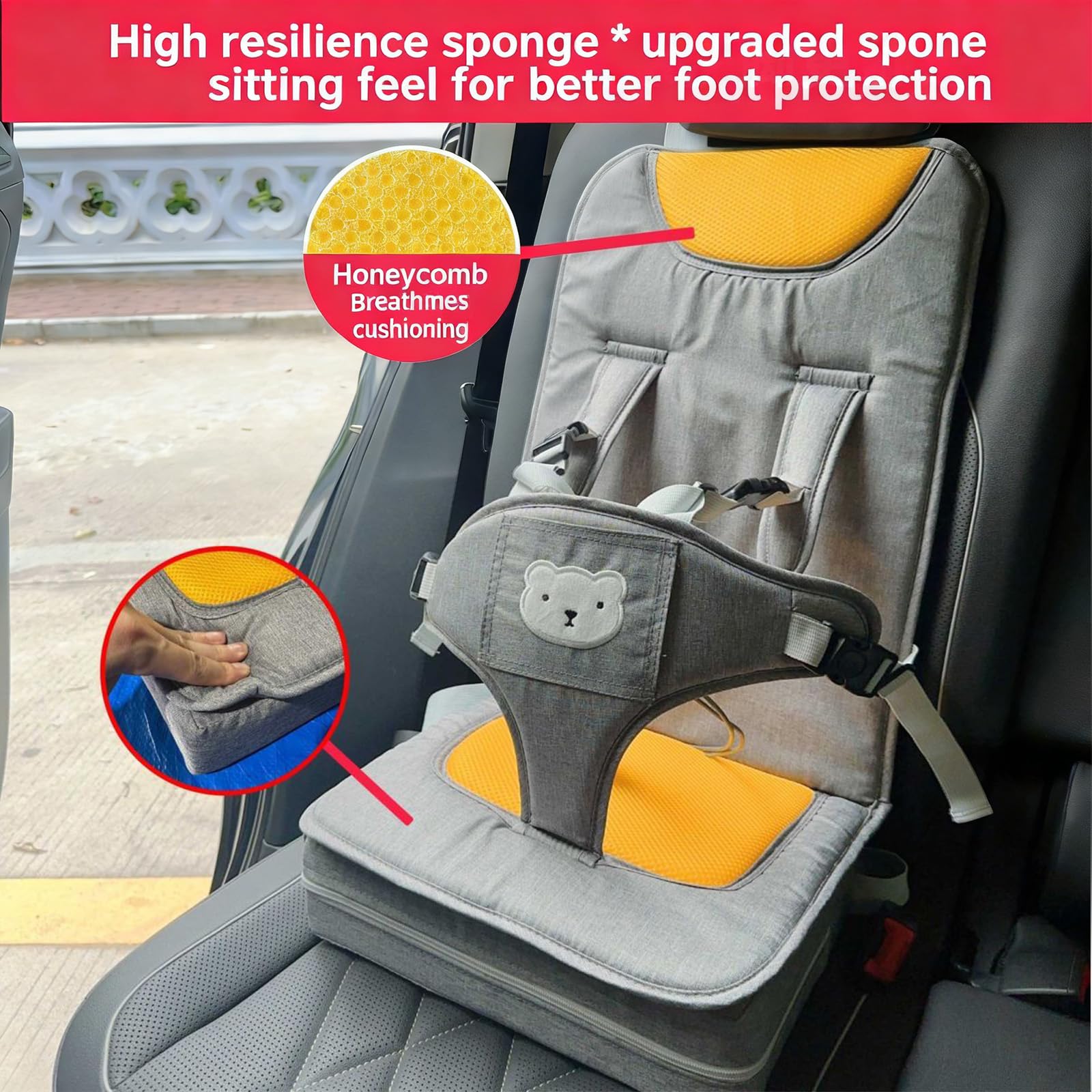 Seggiolino auto per bambini con/senza cuscino per aumentare l ' altezza per 6 mesi a 3 anni Facile da pulire e forte fissaggio Sedile per aumentare l ' altezza