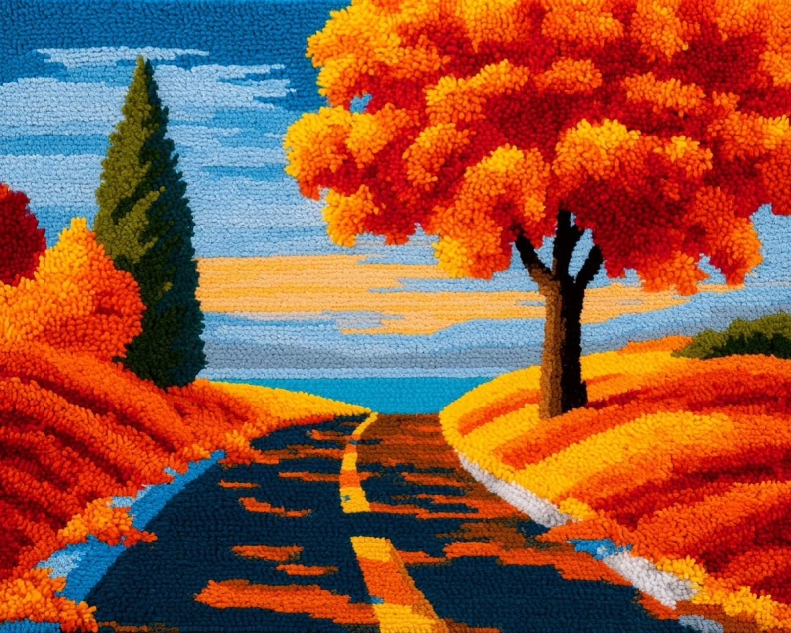 Wallphantom Latch Hook Rug Kit for Adults,Autumn Landscape