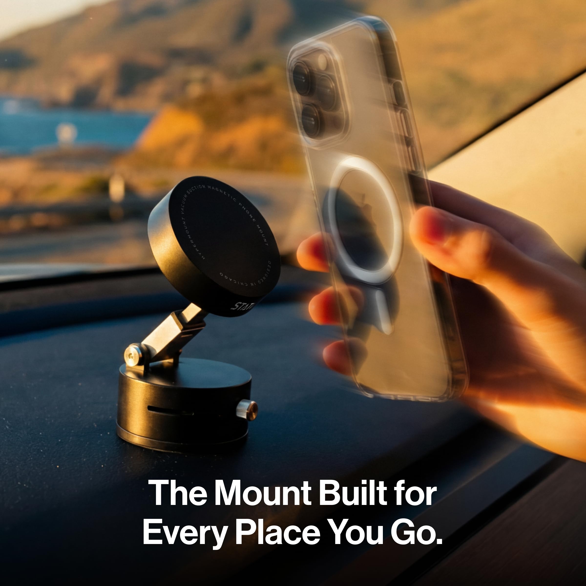Statik HyperMount (Gen 2) - Soporte magnético para teléfono, soporte de coche para teléfono funciona en superficies lisas y ligeramente texturizadas, compatible con iPhone, Samsung y Android, paquete