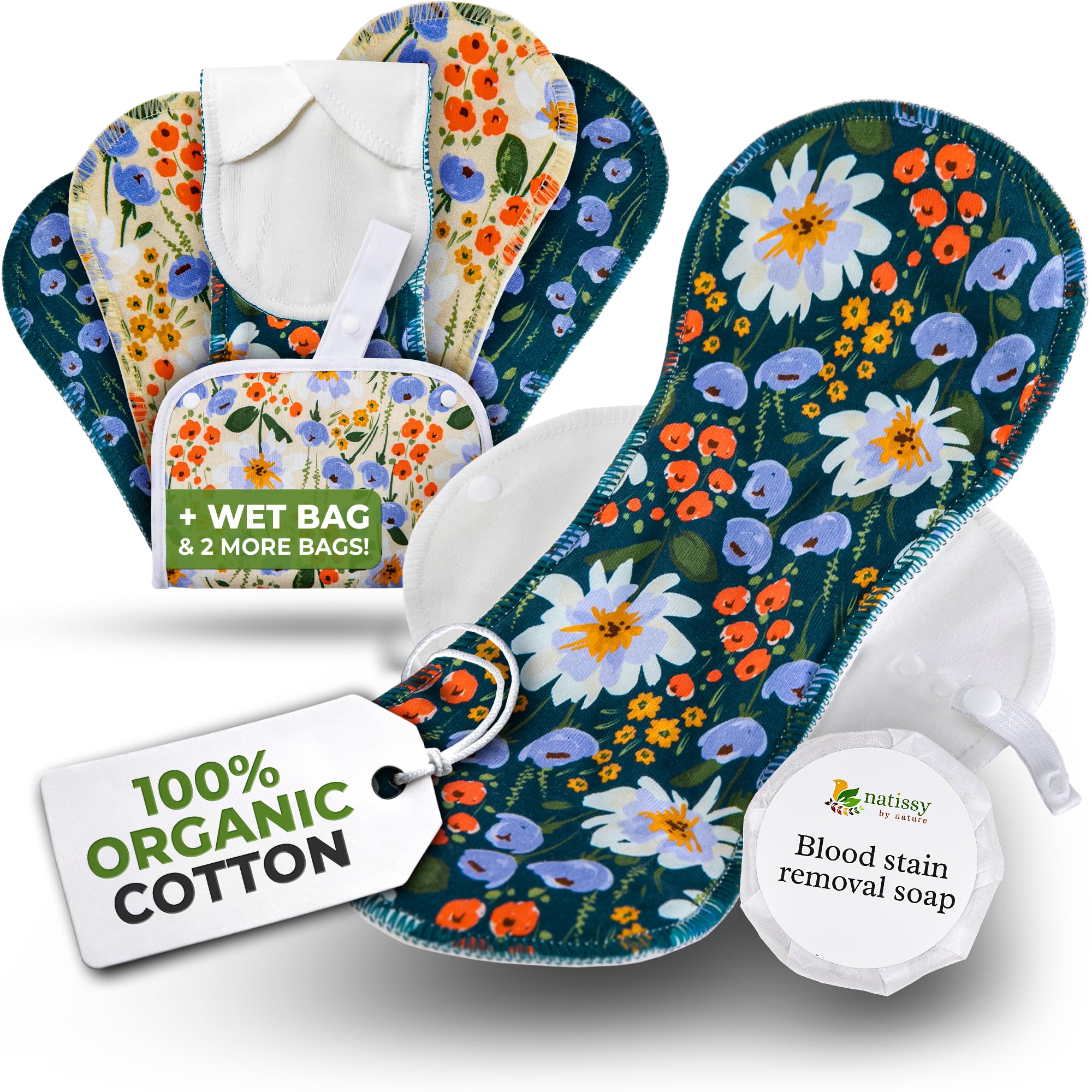 EcoConfort compresas reutilizables en algodón orgánico para flujo abundante e incontinencia (L+XL, 6 uds.); lavables a alta T°; cómodas y no irritantes, compresas de tela para una higiene de mujeres — view 10