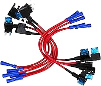 EPAuto 10-Pack Add-a-Circuit Fuse TAP Adapters Mini ATM Blade Fuse Holders with 15A Fuses & 16 Gauge Wire for 12V Cars