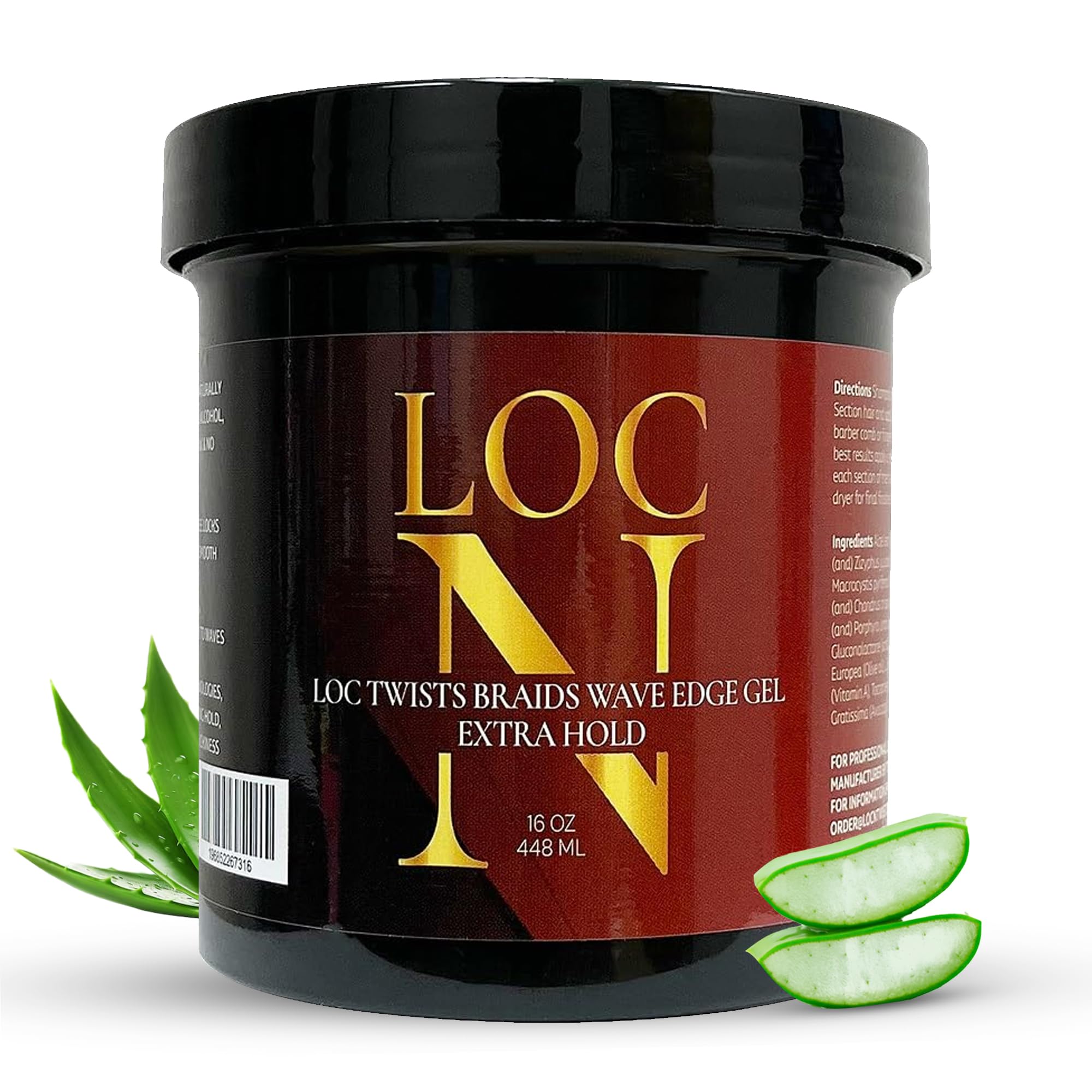 LOCN GEL Extra Hold Hair Styling Gel 16 oz – For Twists, Braids, Locs & Edges – Non-Flaking, Alcohol-Free, Aloe