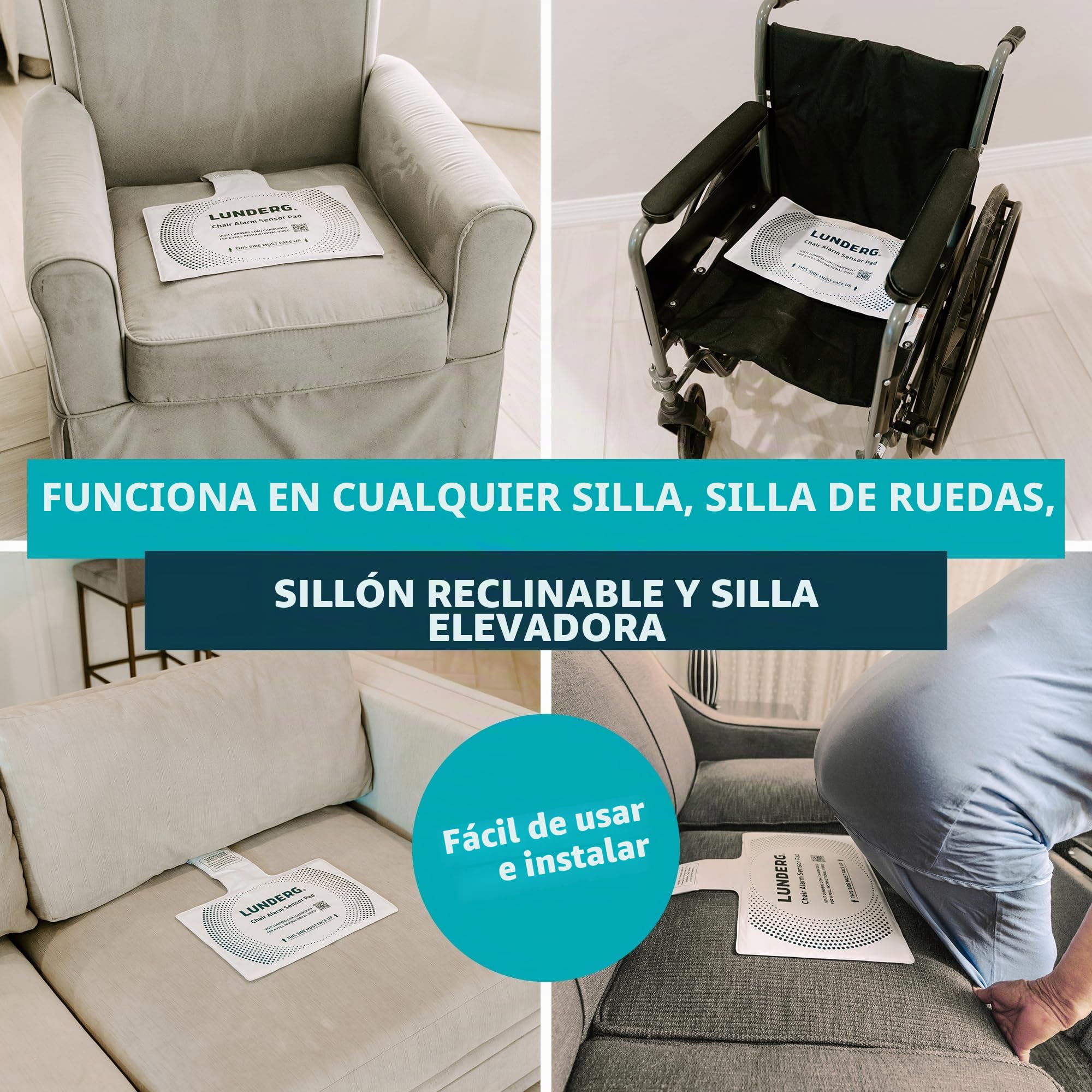 Lunderg Sistema de alarma inalámbrico de silla para personas mayores, alerta a los cuidadores cuando se ponen de pie, sin alarma en la silla para asustar a tu ser querido, prevención de caídas para