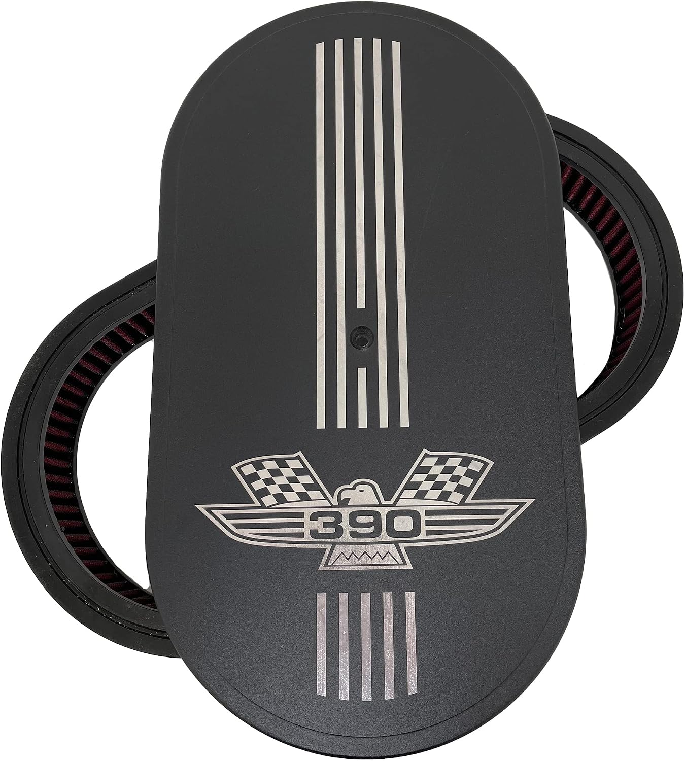 FE 390 American Eagle Logo 15" Oval Air Cleaner Kit Black - Ansen USA