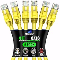 Vista 59 de Maximm Cable Ethernet Cat 6 de 10 pies (paquete de 6) - Cable LAN de alta velocidad, cable de Internet, cable de conexión y cable de red - UTP