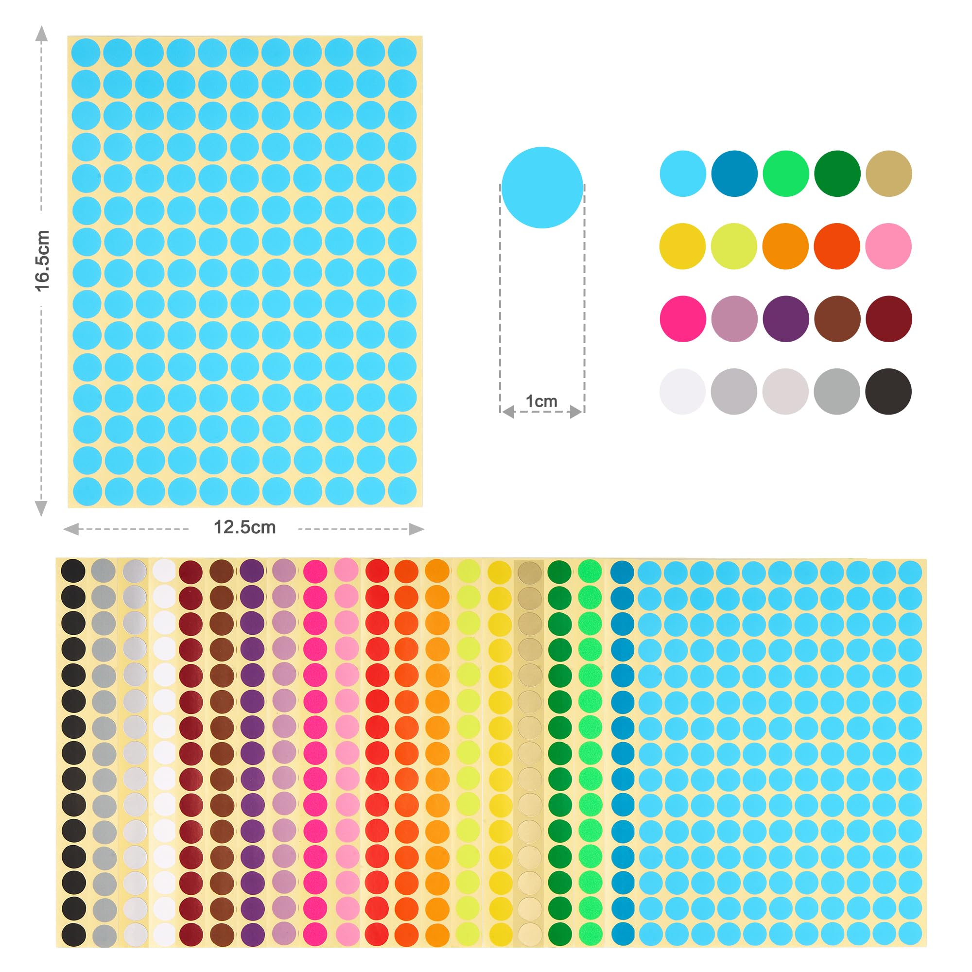2000 Stuks - 20mm Ronde Stickers Gekleurde Stippenstickers