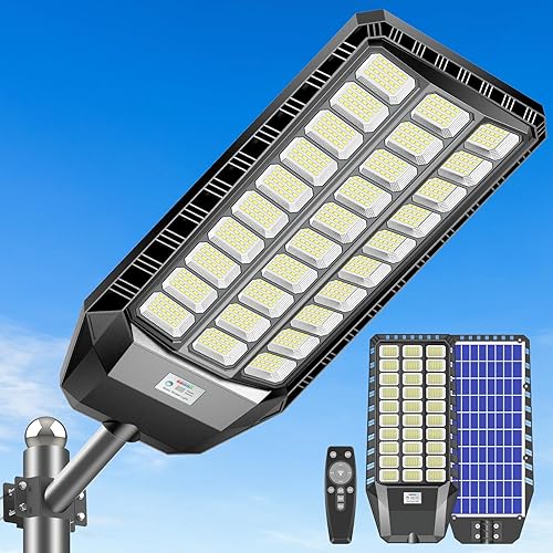 Deepn Luces Solares para Exteriores de 9000W, Luces de Calle de Grado Comercial para Exteriores, Luces Solares para Estacionamiento, Luz LED de