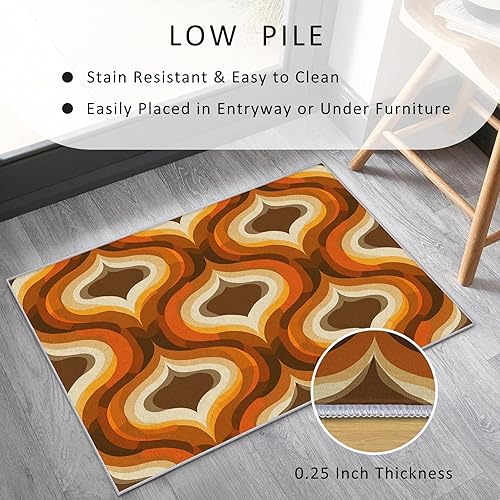 Miniatura 5 de 70s Rug 5x8 Retro Abstract Art Pattern, Washable Living Room Bedroom Area Rugs, 70s Retro Decor for Home, Soft Non Slip Indoor Carpet, Low Pile