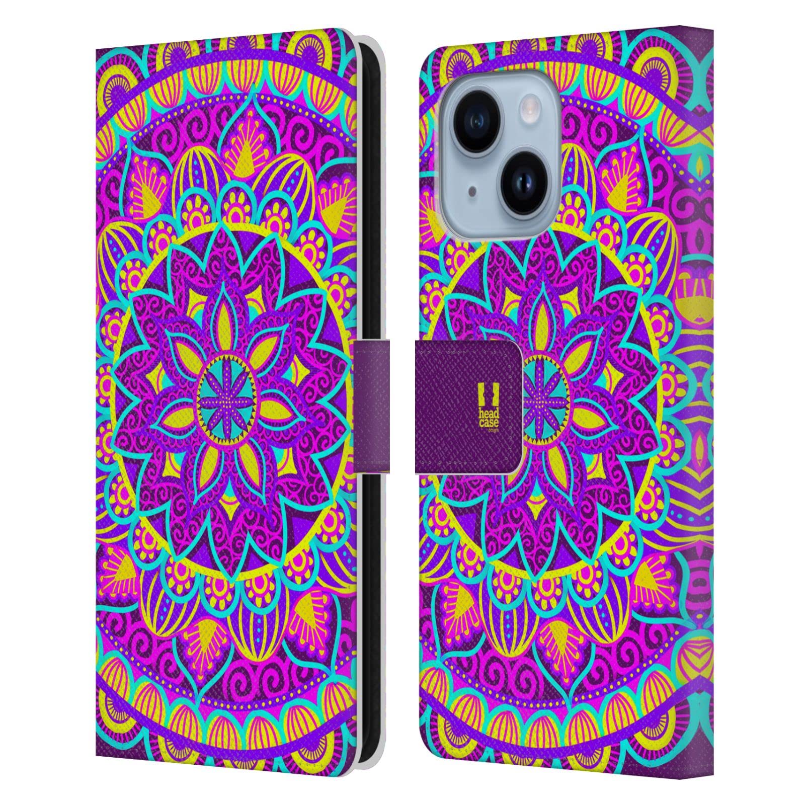 Étui portefeuille en cuir iPhone 14 Plus Head Case Designs Mandala