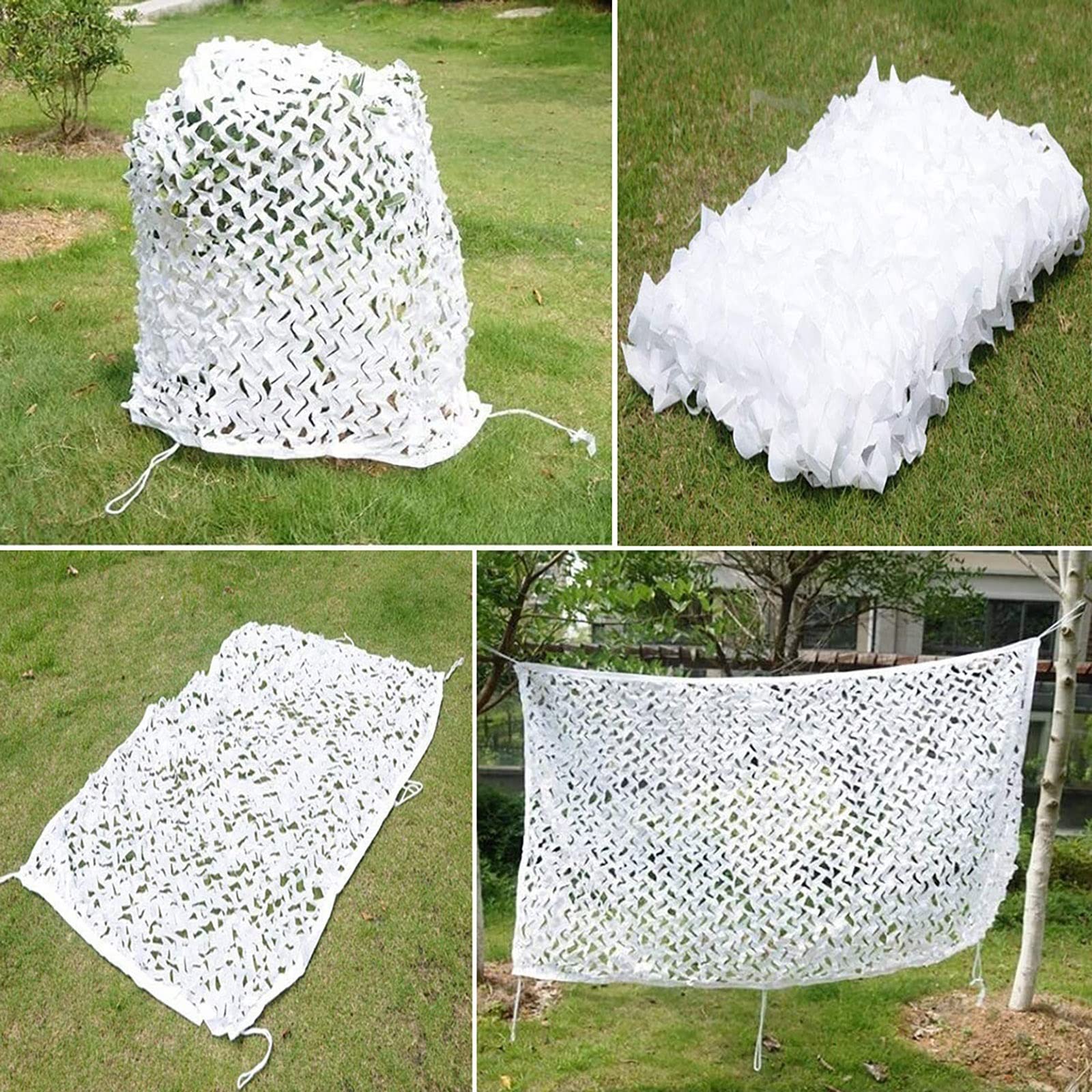 CANEVE Red De Camuflaje para Exteriores 3x3m,Red De Camuflaje Blanca,Camouflage Net,Tela De Sombra Oxford Duradera,Red De Sombra De Caza,Fotografía De Observación De Aves(Size:6mX10m)