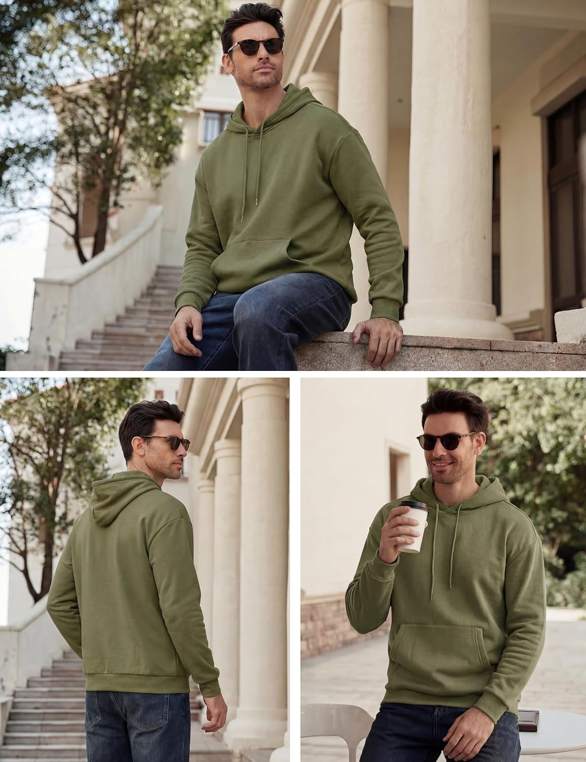 MAGCOMSEN Men's Hoodies Fleece Lined Sweatshirts Drawstring Casual Workout Midweight Pullover With Kangaroo Pocket - Image 3