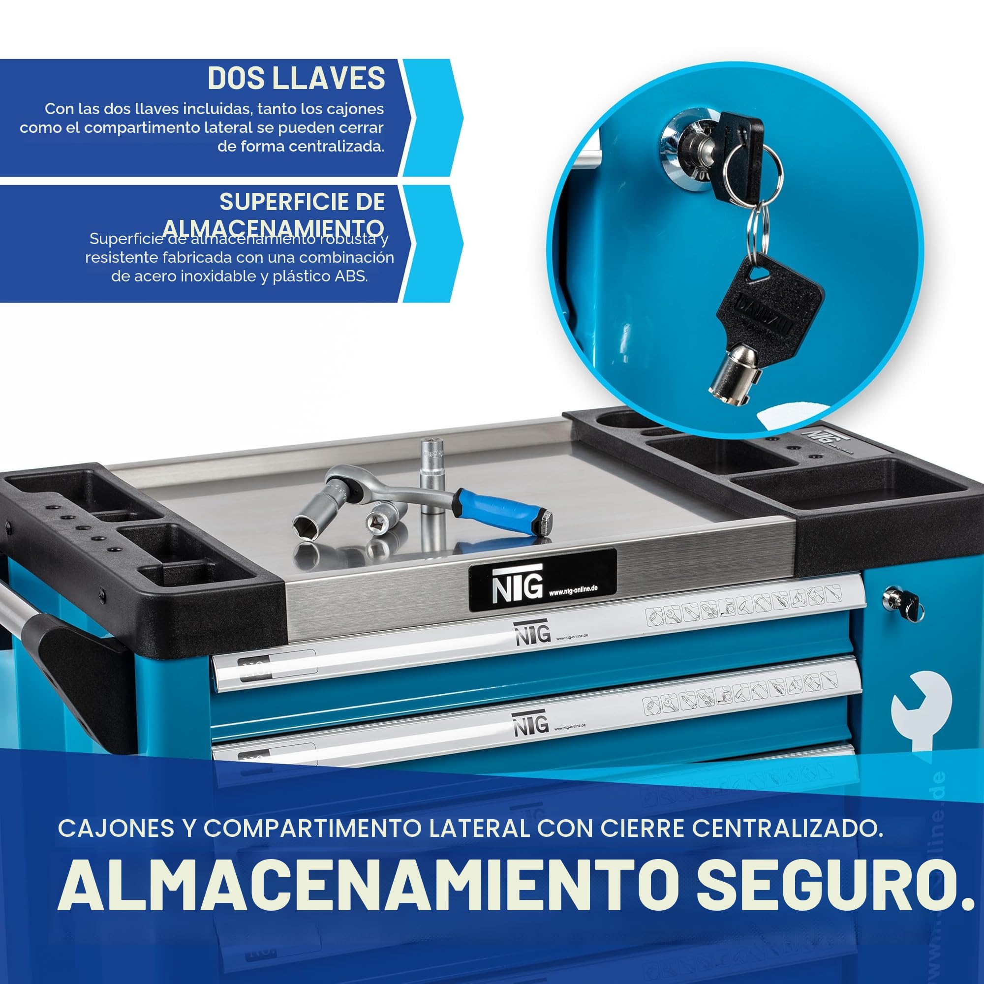 Carro de herramientas para taller con 247 piezas