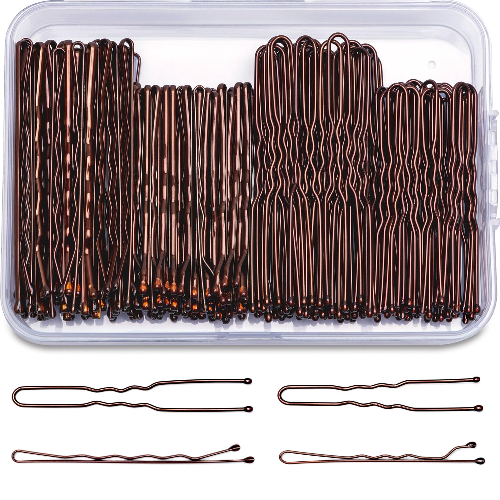 200 Pcs Bobby Pins U Shaped Hair Pins Kit for Women, Brown