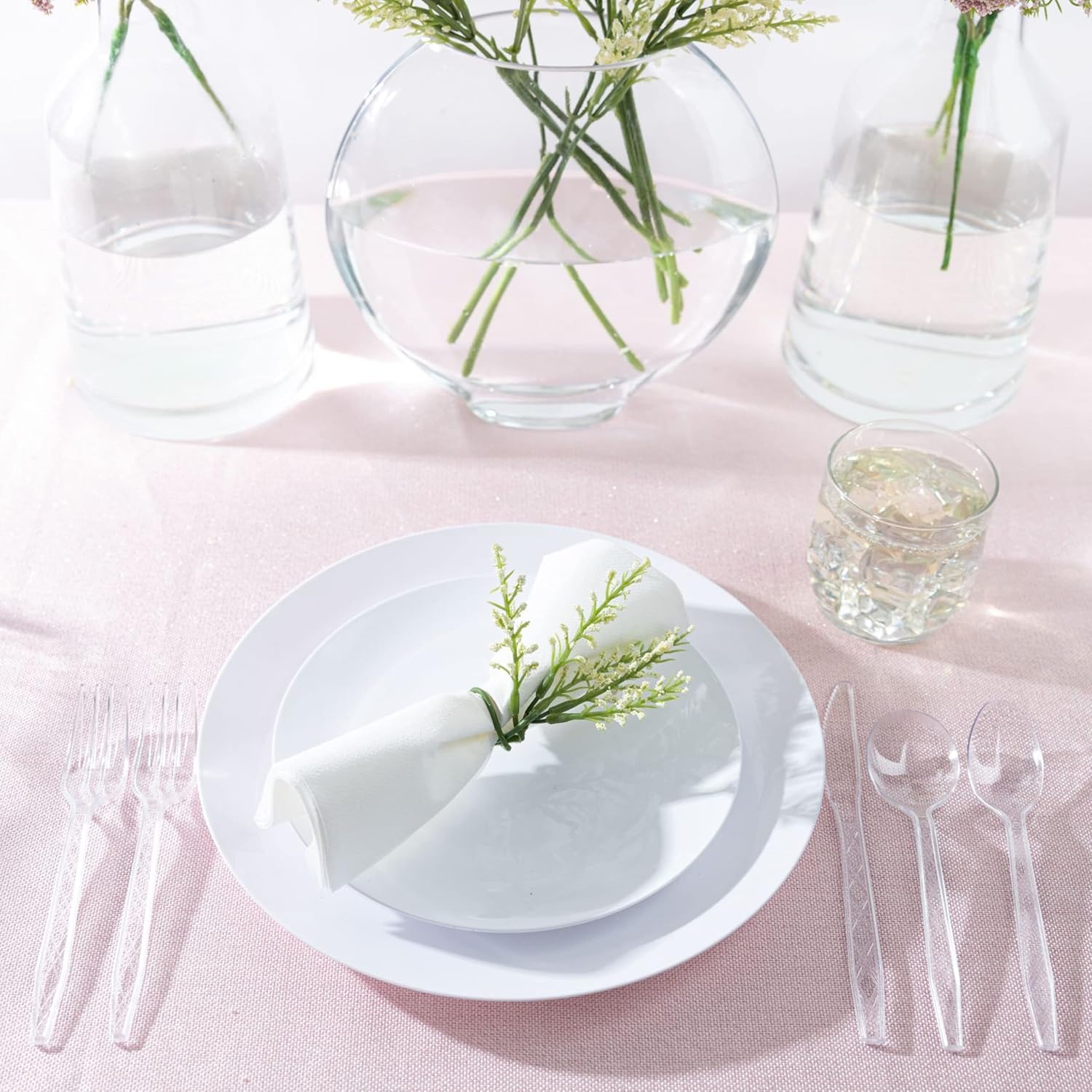 Party Bargains Disposable Cutlery set Color: Clear Argyle, Count: 720 Pieces: 140 Soup Spoon, 140 Teaspoons, 320 Forks, 120 Knives. For Celebrations, Dinner Party, Takeout Food,BBQ, Birthdays