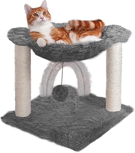 Furhaven Tiger Tough Cat Tree Interactive Playground w Toys - Multiple Style Color Varieties Gato mesa parque (crema), Mesa de juegos para gatos