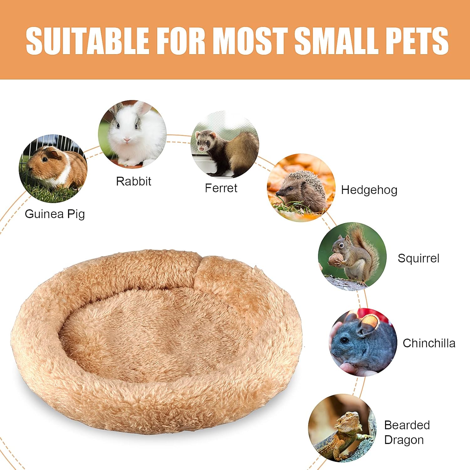 HMBGSFD 2 Pack Guinea Pig Bed, Calming Rats Bed, Round Donut Washable Small Animals Bed, Anti Anxiety Pet Fuzzy Bed for Guinea Pig, Hamster, Ferret, Squirrel, Chinchilla, Turtle and Bearded Dragon : Pet Supplies