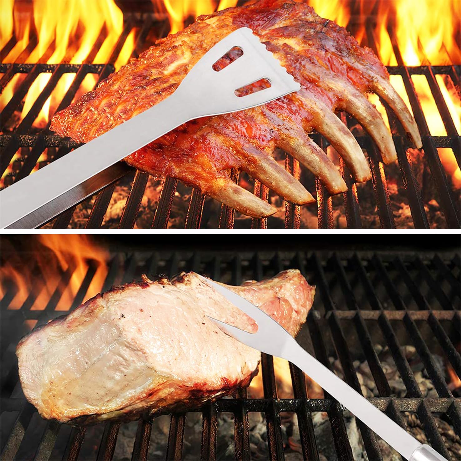 NewlineNY Kit de 9 outils de barbecue en acier inoxydable