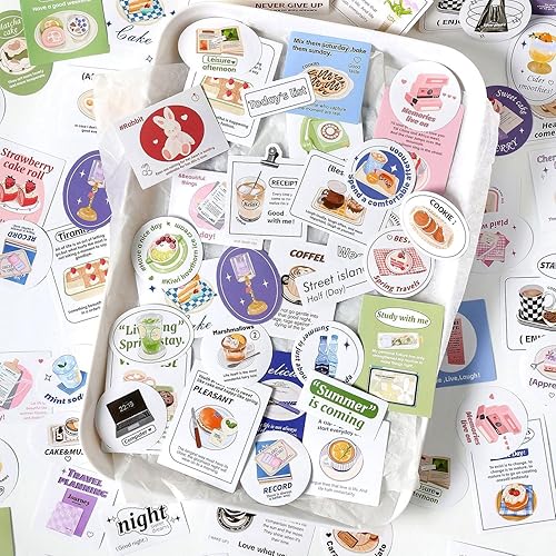 Miniatura 2 de MAFELOE Calcomanías para álbumes de recortes, 40 unidades cada una para botellas de agua de bala basura para laptop, calcomanías estéticas de papel