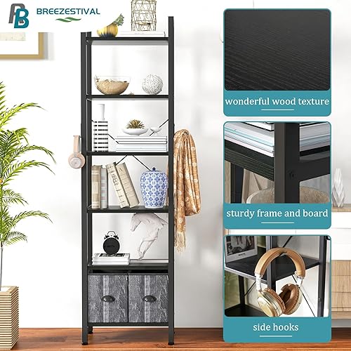 Miniatura 5 de Estantería de 6 niveles, estante de almacenamiento con 2 cajones ajustables, 71 pulgadas de alto, estante de pie industrial para dormitorio,