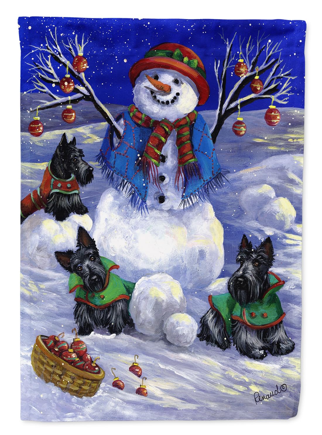 Drapeau de Noël bonhomme de neige en toile haut de gamme Caroline's Treasures