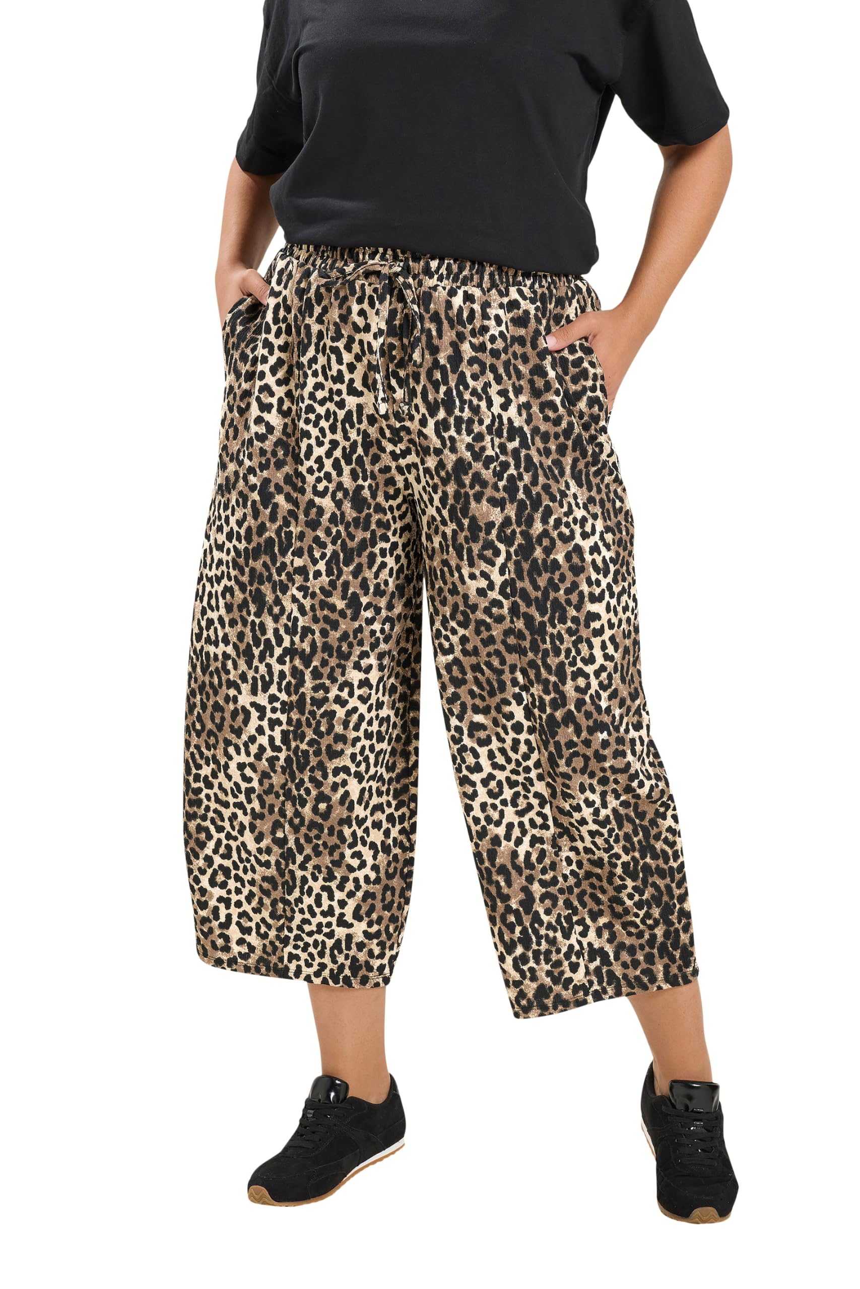 Yours Curve Crinkle Barrel Trousers - Women's - Plus Size Curve