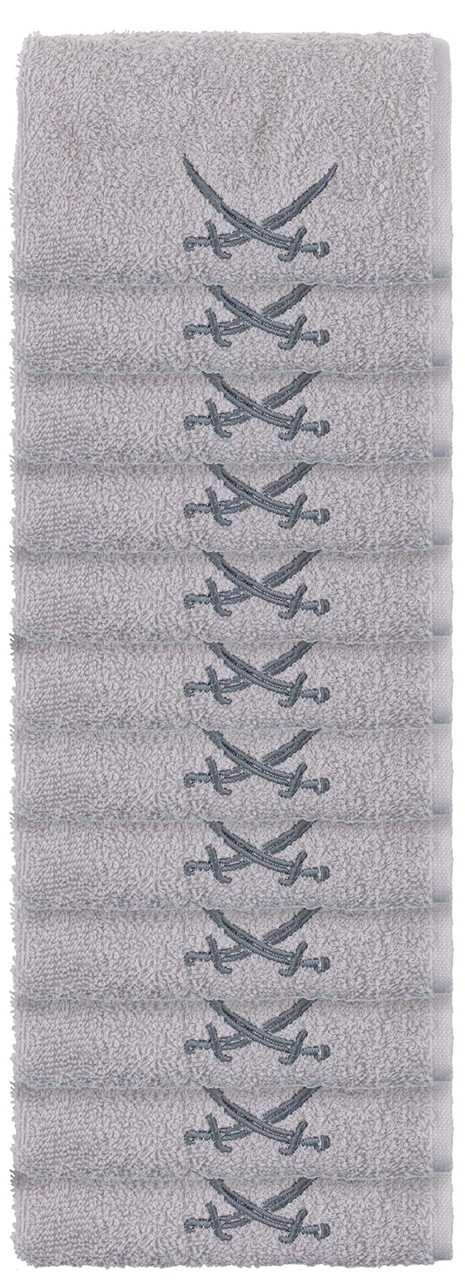 Sansibar - Set di 12 asciugamani per ospiti con logo ricamato, 100% cotone, 30 x 30 cm, colore: Argento