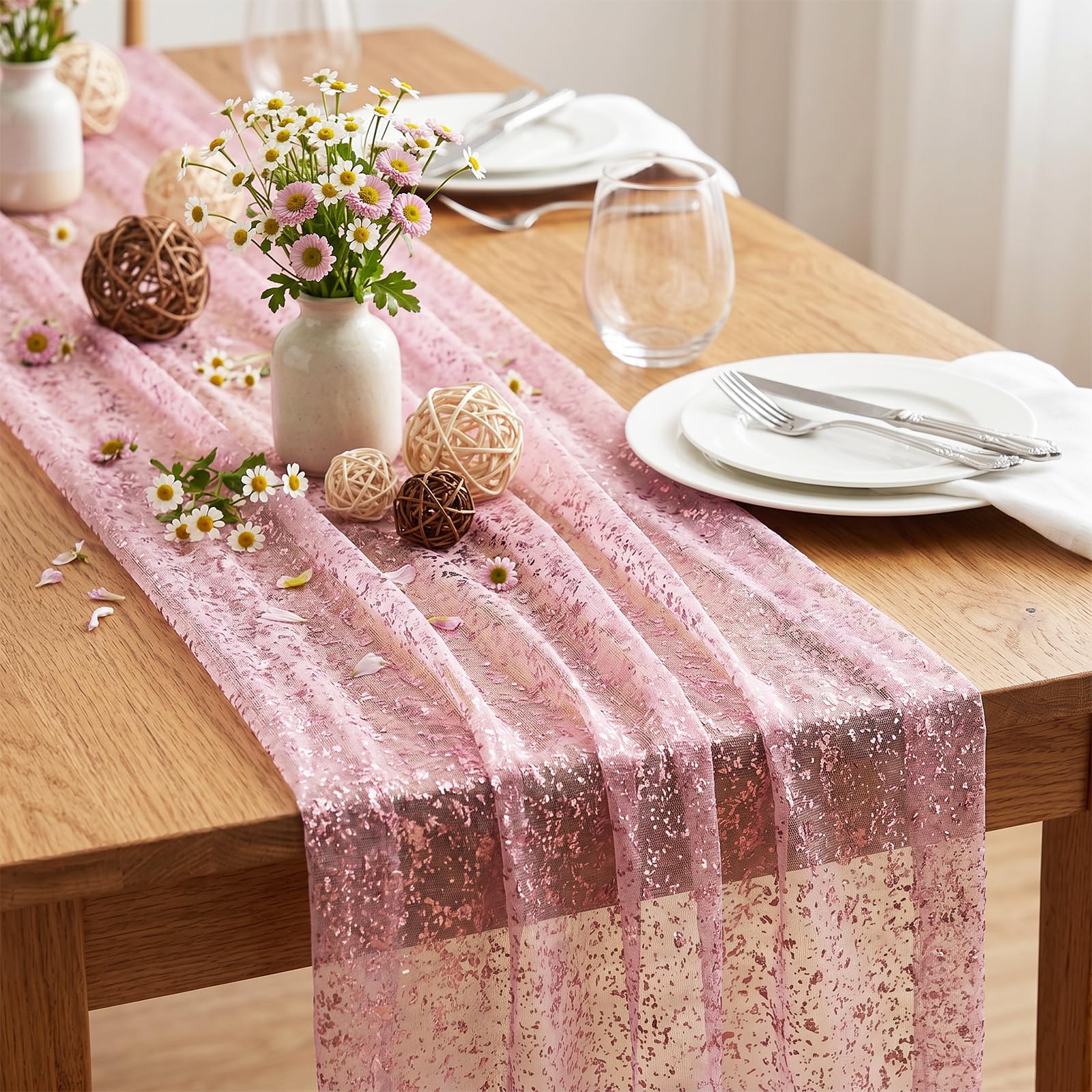 Dusty Pink Table Runner 30 X 120 Inch Sequin Table Runner