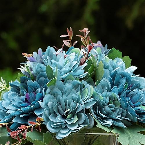 Miniatura 4 de ENOVA FLORAL Arreglos florales de margaritas artificiales mixtas con jarrón, centros de mesa para comedor, margarita de seda en jarrón de vidrio con