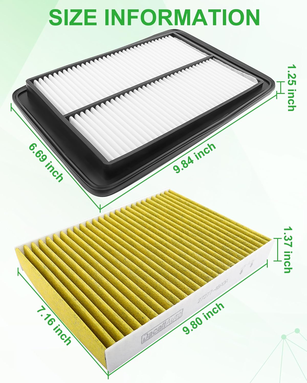 Activated Carbon Cabin & Engine Air Filter Set fit for Nissan Rogue 2.5L Gas (2014-2020), Rogue Hybrid 2.0L (2017–2019), Rogue Sport/Qashqai 2.0L (2017–2023), Replacement CF11854, CA11858