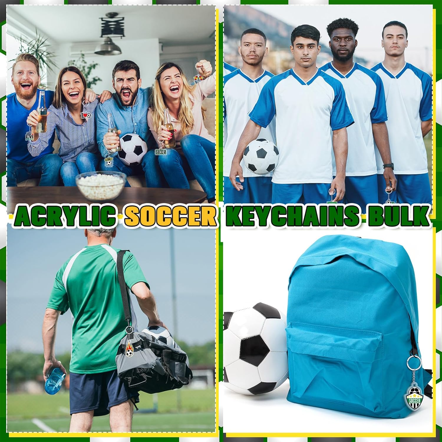 Tondiamo 100 Pcs Soccer Keychains Bulk, Acrylic Soccer Gifts Keychains for Fans, Players, Sports Party Favors, Team Rewards, Game Day Giveaways, Carnival Prizes, Goodie Bag Fillers, 25 Styles