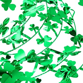 32.8 ft St. Patrick's Day Wreath Shamrocks Wire Wreath Decorations Green Irish Saint Patty Party Decorations for Front Door Home Garden Party(32.8 ft/ 10 Meters)