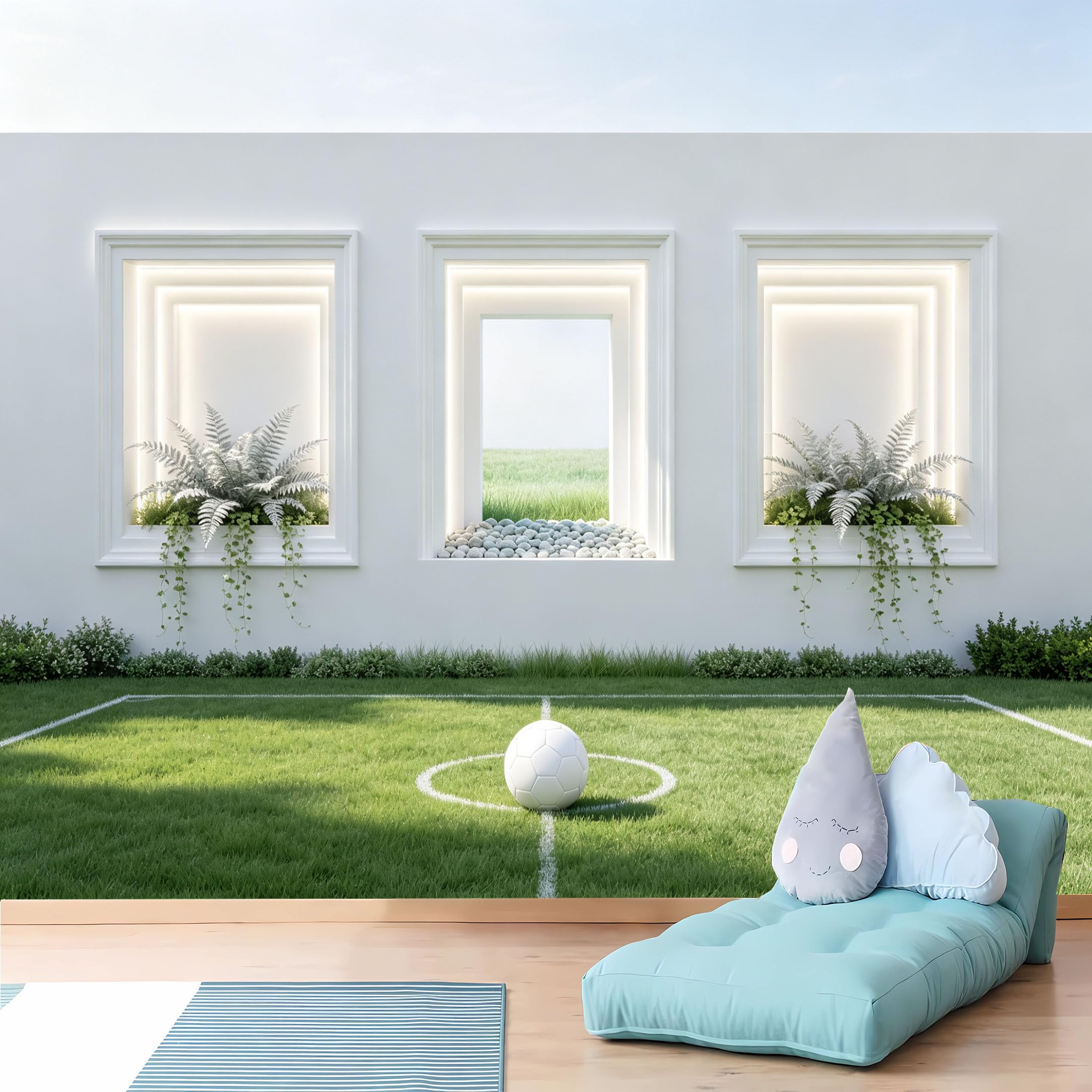 Custom Size Wall Murals Minimal Niche Soccer Field Wall Murals Sport Wallpaper HD Self-Adhesive Removable Wallpaper for Living Room Bedroom