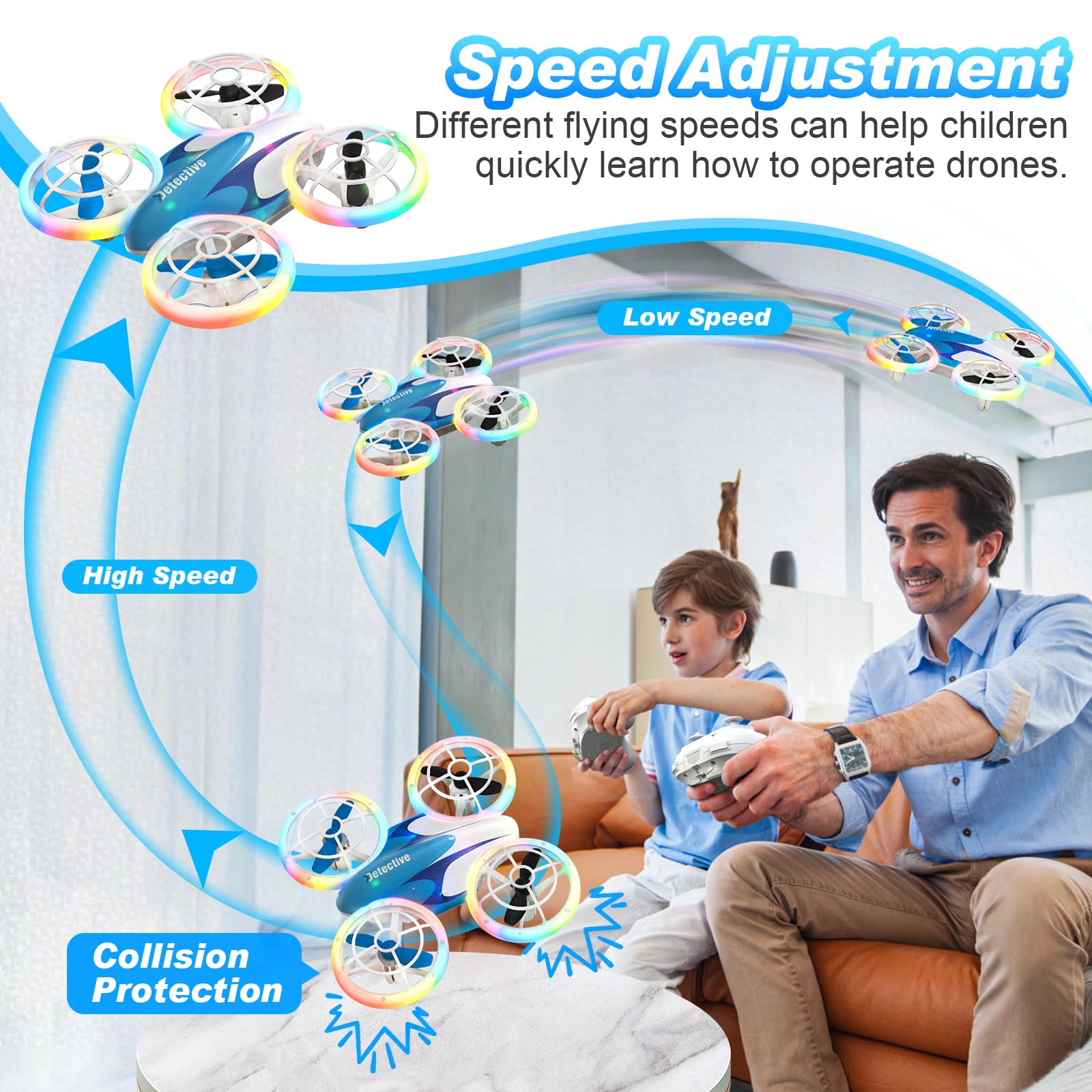 Mini drone per bambini dai 6 anni in su, drone giocattolo RC con luci LED fredde, quadricottero con flips 3D e 3 batterie, tempo di volo di 30 minuti, regalo divertente per bambini principianti