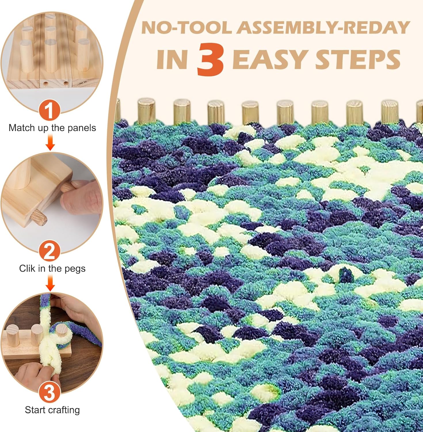 Wooden Chunky Blankets Loom Knitting Looms, Chunky Knit Blanket Kit, Adjustable DIY Knitting Loom for Beginners, Long Installation Free, Blanket Loom for Bulky Yarn Gifts (62 Inch)