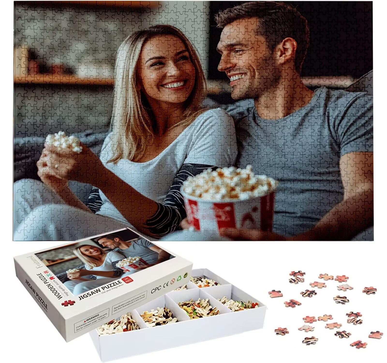 Puzzle Personalizado con Foto, Personalizada Rompecabezas Personalizado Diseña tu Logo Foto o Texto, Personalizado Navidad Halloween San Valentín Parejas Niños Familia Amigos h-597