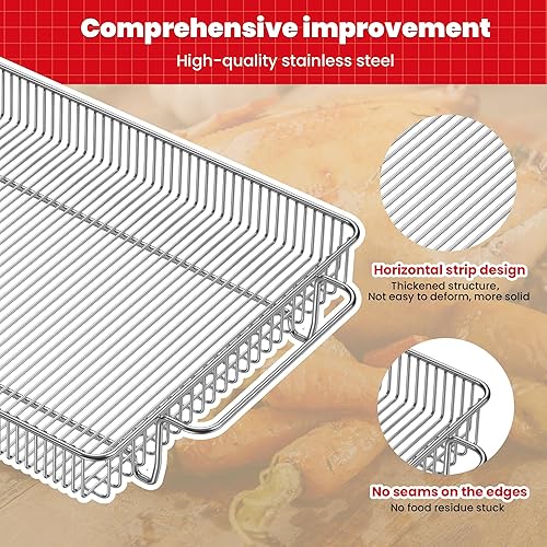 Miniatura 3 de Cesta para freidora de aire para horno, facilidad de limpieza, cesta de freidora de aire y bandeja de horno de acero inoxidable para hornear con 50