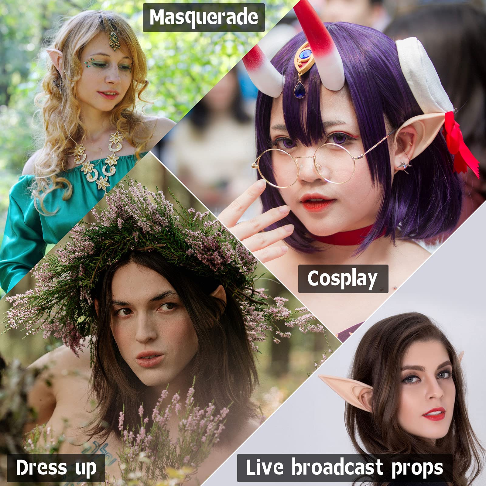 Orecchie Elfo 2 Paia - Lattice, Pieghevoli | Per Halloween, Cosplay, Feste A Tema - Foto 2