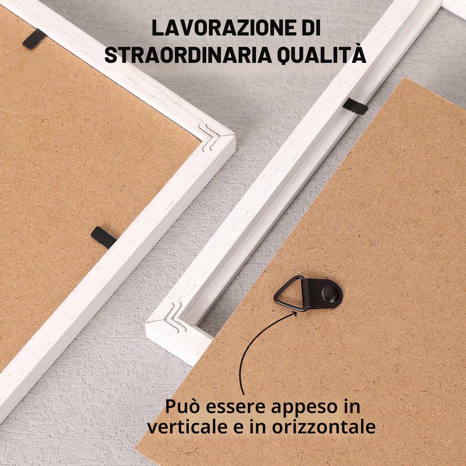 HIMEETIME® 3x Cornice A3 30x42 cm in vero legno bianco, per foto da 21x30 cm con tappetino o da 29,7x42 cm senza tappetino.