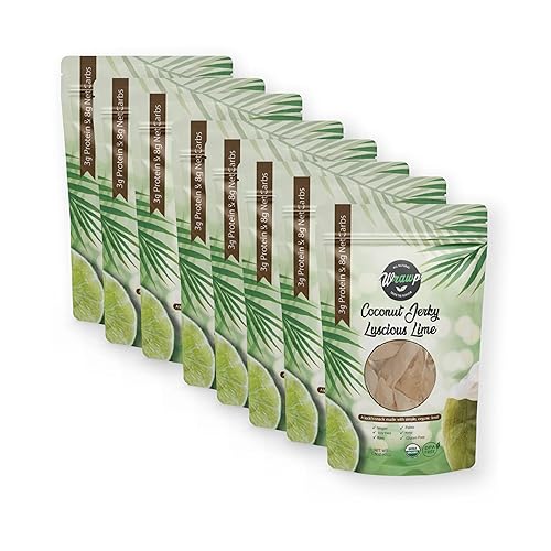 Wrawp Cecina de coco  Cecina de carne de coco 100% vegana y cruda a base de plantas  Tiras de carne seca sin gluten, paleo, vegetariana y vegana
