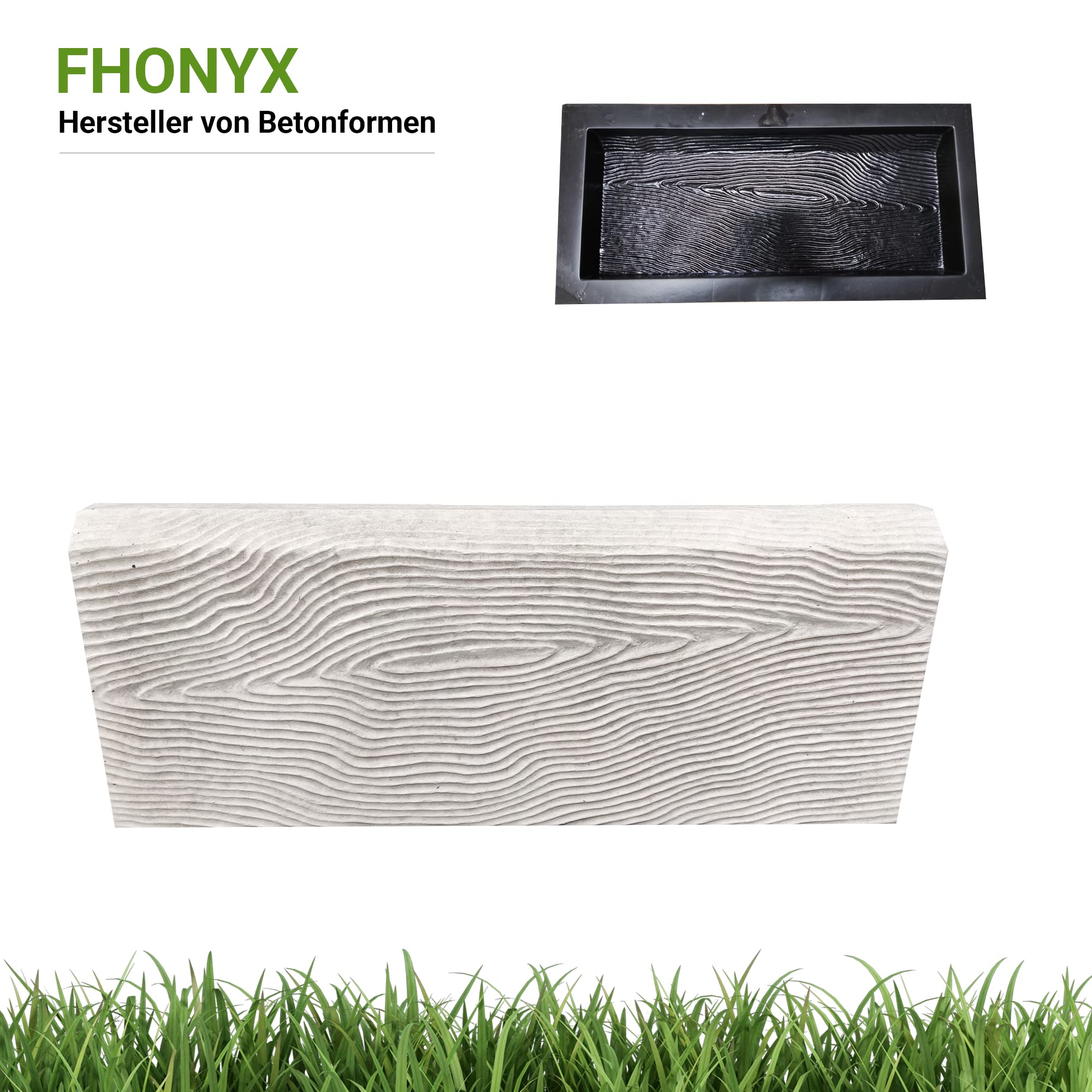2 PCS stampi in cemento 50x20x4cm, bordo, palisade, cordolo, imitazione del legno, giardino dei prati, decorazione del giardino, percorso, DIY, pavimentazione, riutilizzabile, multifunzione