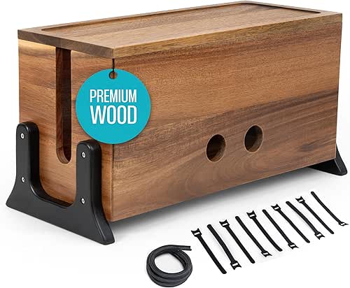Extra Large Cable Management Box, Wood Cord Hider Box &
