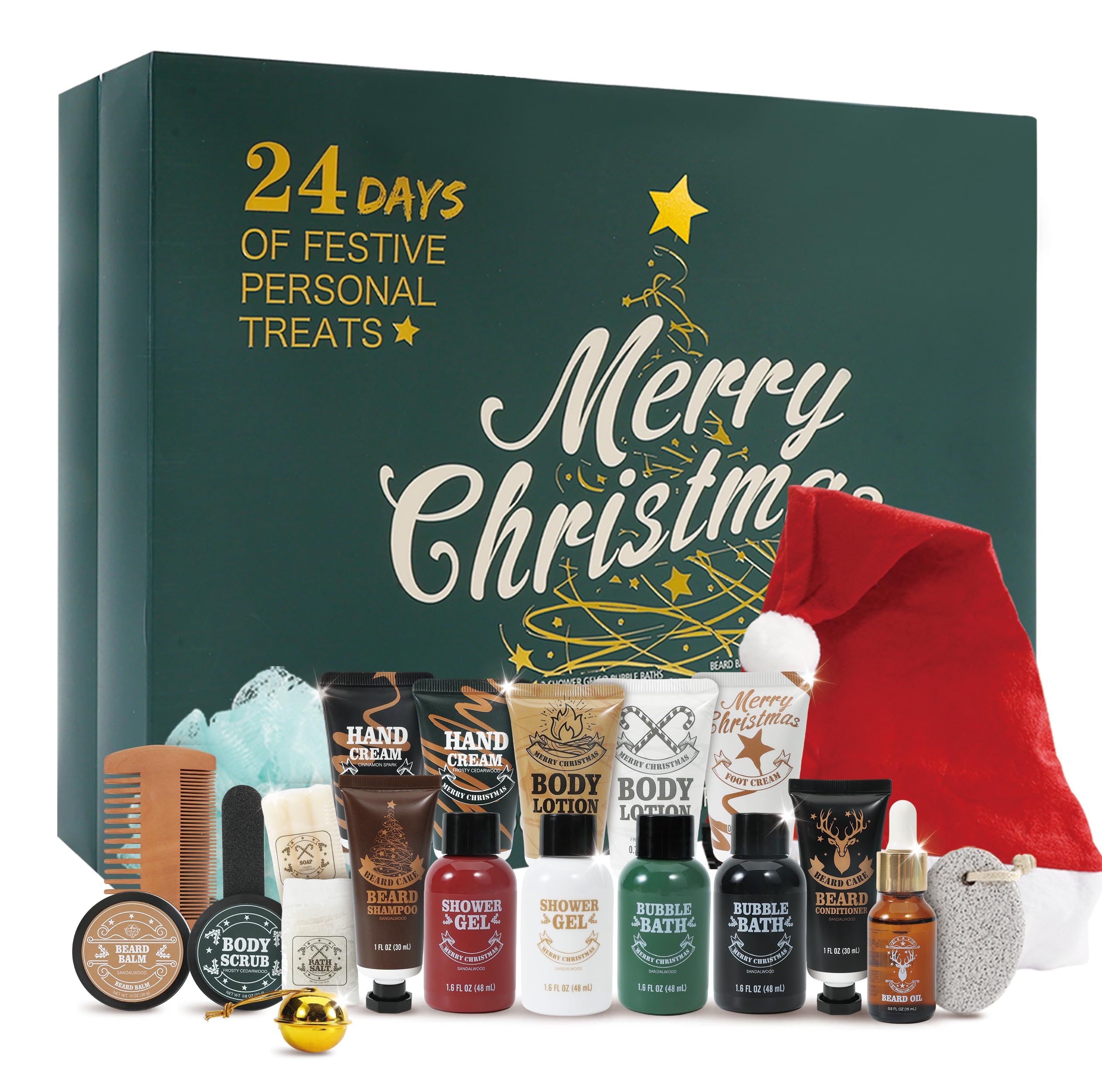 BODY & EARTH 2025 Advent Calendar for Men Christmas Holiday Gifts 24 Days of Countdown Calendar, Advent Beauty Calendar 2025 Adult 24PCS Beard Care